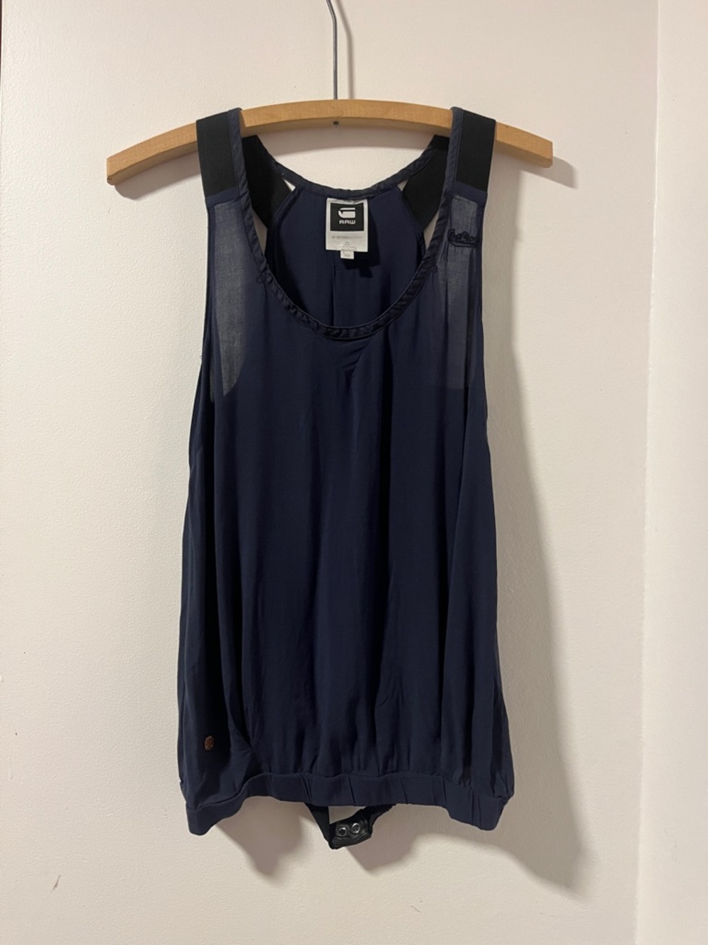 G-Star Navy Sleeveless Mesh-Panel Bodysuit XS